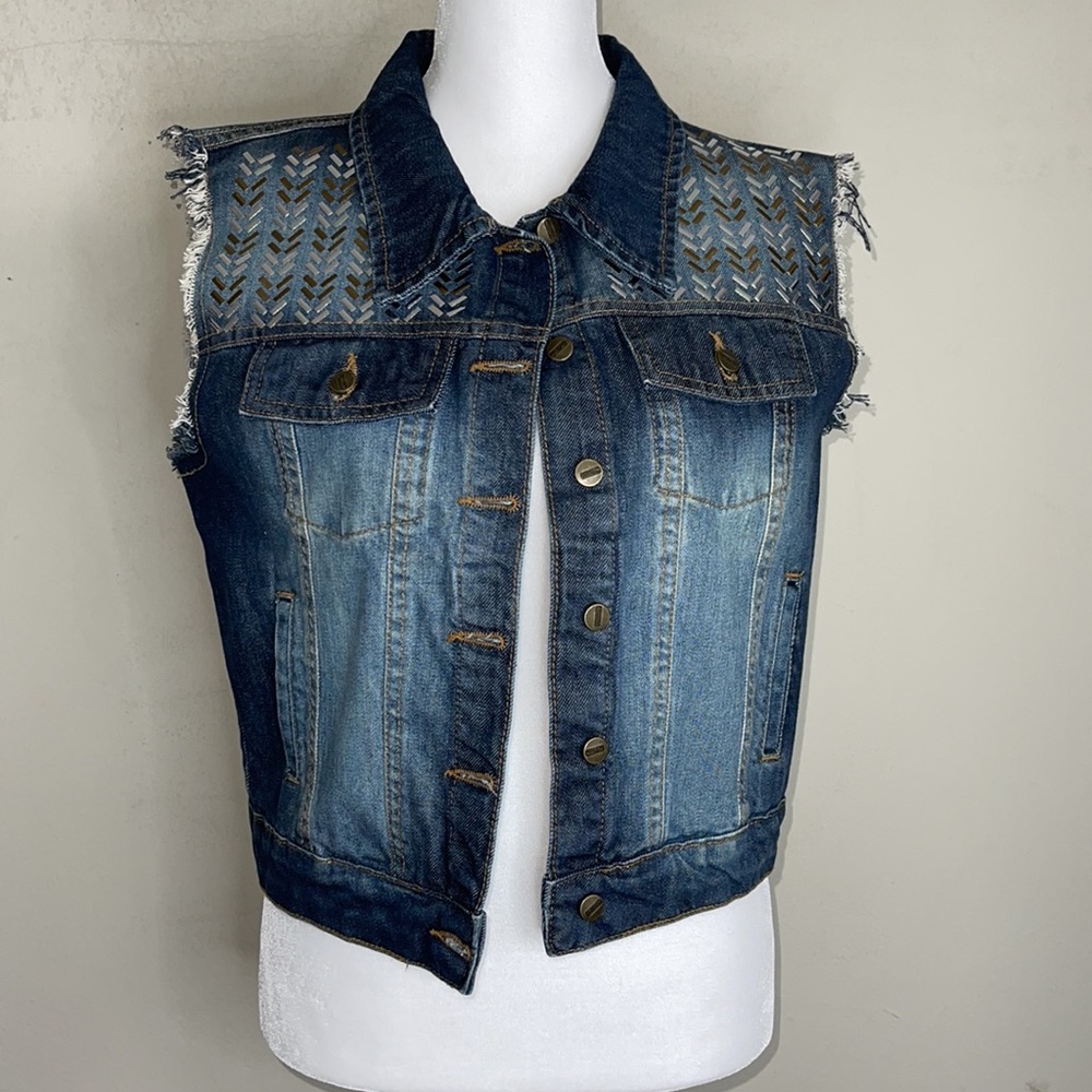 YOUCOM denim embellished vest new medium